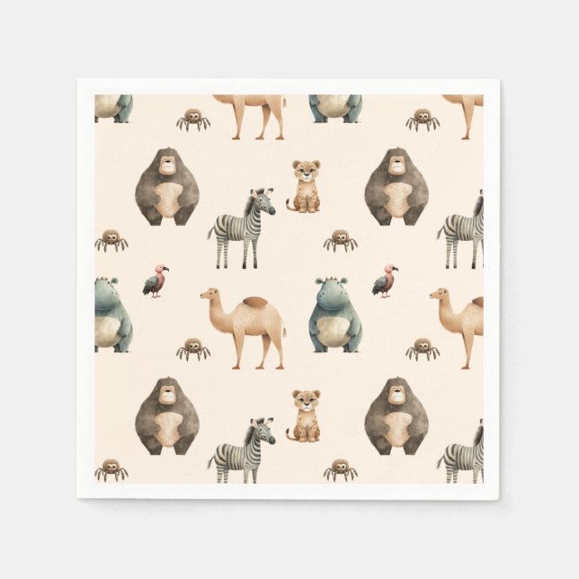 Safari Niedlicher Tiere Babydusche Serviette (Vorderseite)
