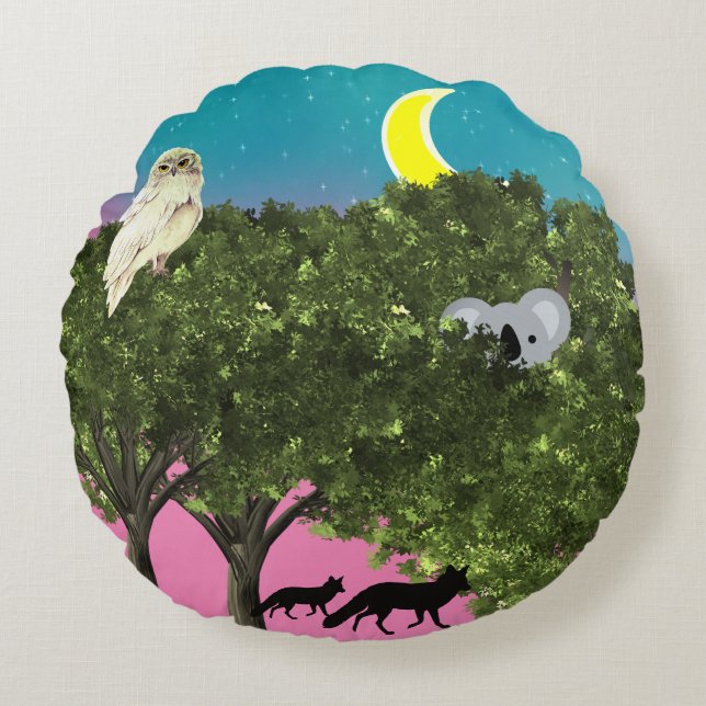 Safari Night Round Pillow Rundes Kissen (Vorderseite)