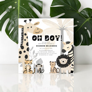 Safari Oh Boy Dschungeltiere Baby Shower Einladung