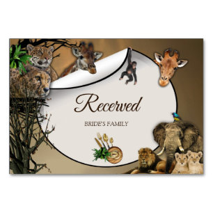 Safari Outdoor-Hochzeit reservierte Karte