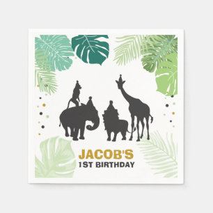 Safari Paper Napkins Zoo Wild Jungle Animals Black Serviette