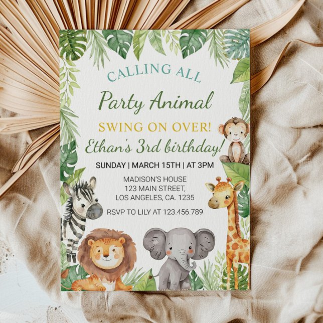 Safari Party Animaux Anniversaire Invitation (Créateur téléchargé)