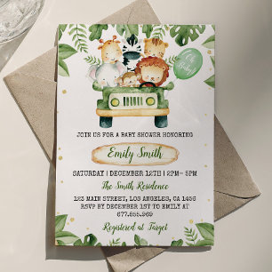 Safari Party Animaux Baby shower Invitation