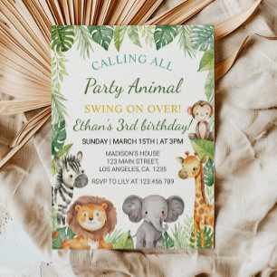 Safari Party Tiere Geburtstag Einladung