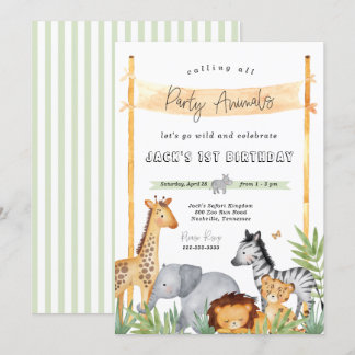 Safari Party Tiere Geburtstagsparty Einladung