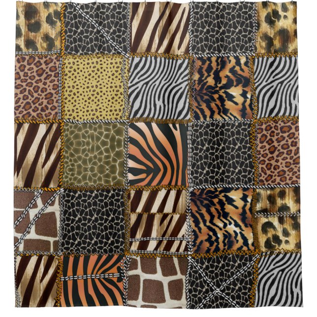 Safari-Patchwork Duschvorhang (Vorderseite)