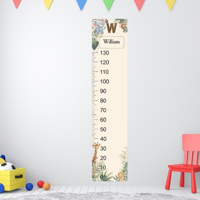 Safari Personalized Name Monogram W Growth Chart Poster (Von Creator hochgeladen)