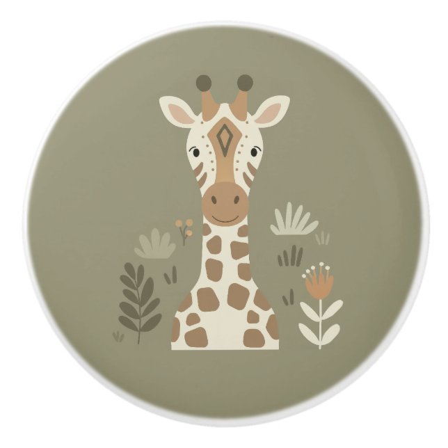 Safari Portrait Giraffe ID1264 Keramikknauf (Vorderseite)