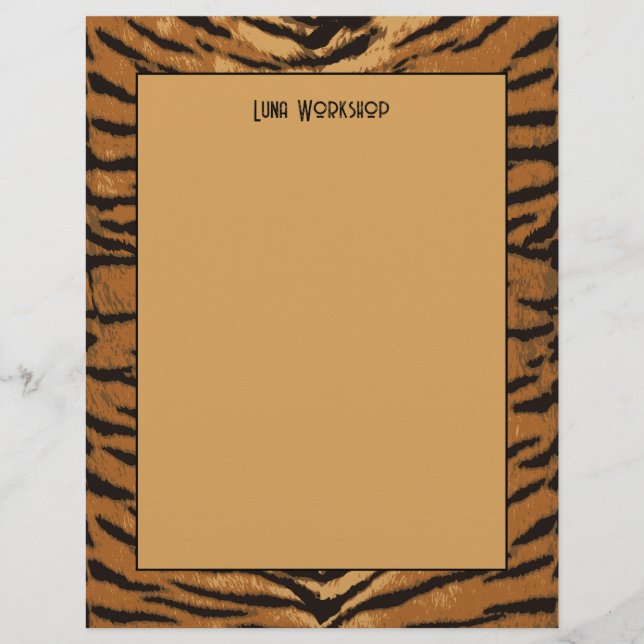 Safari Poster de animal noir et Tan Tiger Papier (Devant)