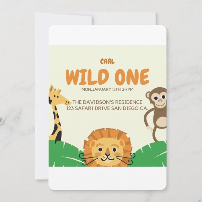 Safari pour enfants Invitation d'anniversaire (Devant)