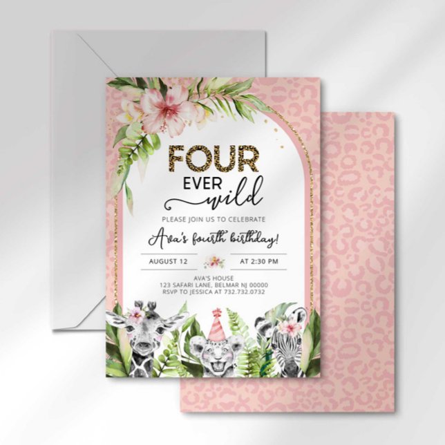 Safari Quatre jamais Wild Invitation d'anniversair (Créateur téléchargé)