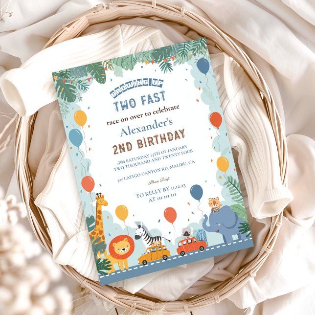 Safari Race Car 2. Geburtstag Einladung (Von Creator hochgeladen)