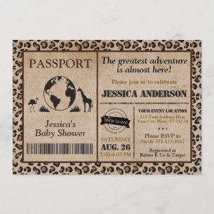Safari-Reisepass-Einladung zur Babyparty Einladung