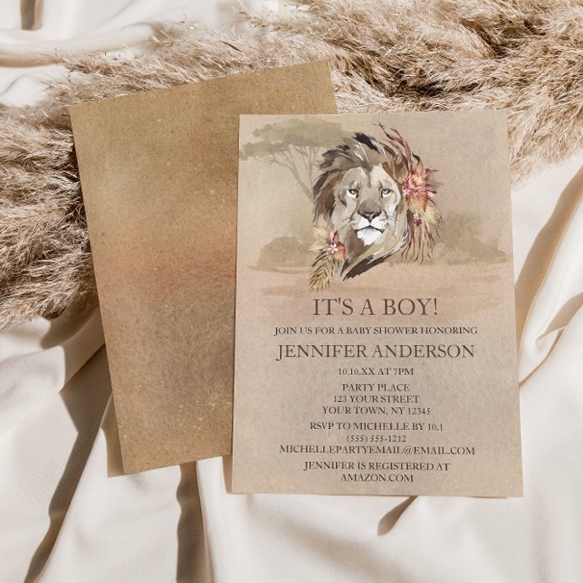 Safari Sahara Savanna Lion Baby Dusche Einladung (Von Creator hochgeladen)