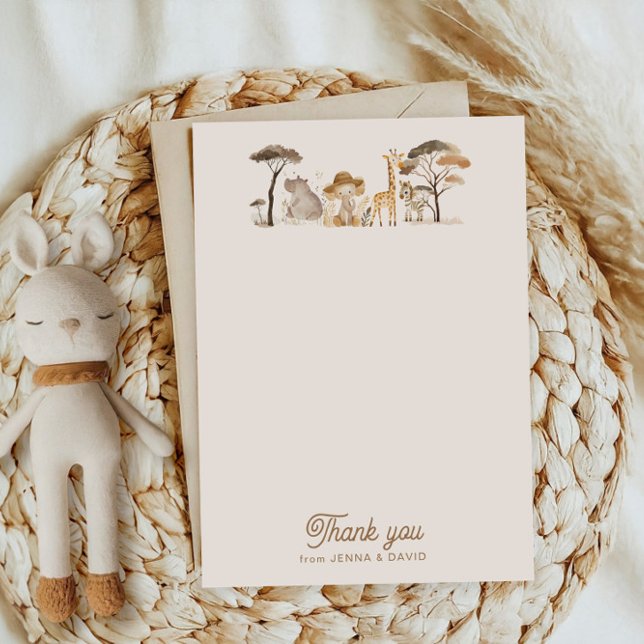 Safari sauvage Animaux Baby shower Carte de remerc (Créateur téléchargé)