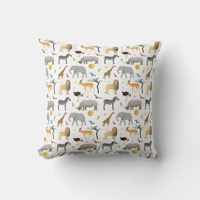 Safari Savanna Mehrere Tiere Kissen (Vorderseite)