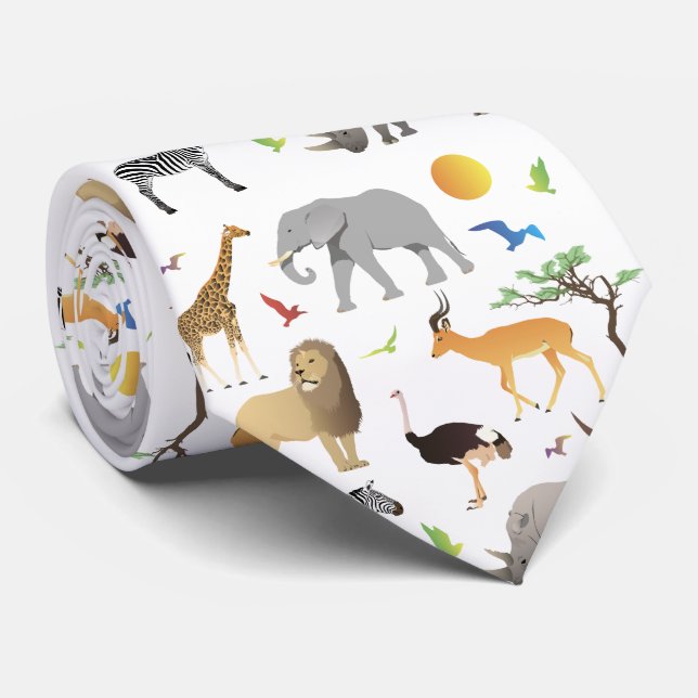 Safari Savanna Tiermuster Krawatte (Gerollt)