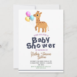Safari Simple Niedlicher Tiere giraffe Baby Shower Einladung