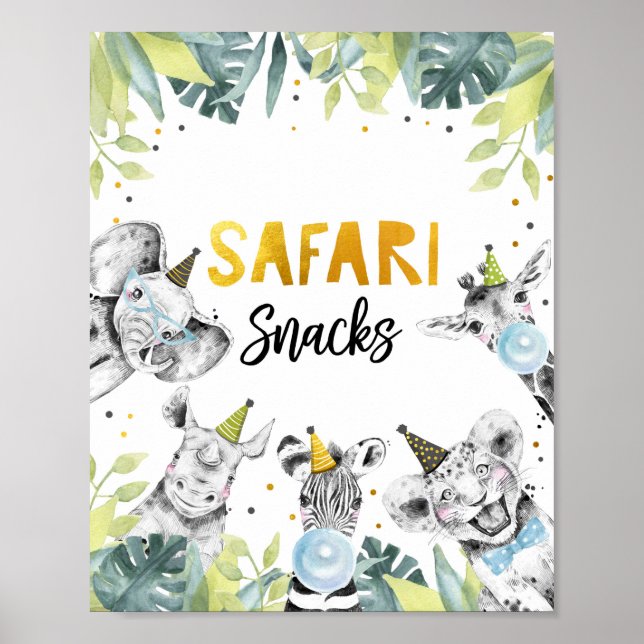 Safari Snack Safari Party Animals Birthday Sign Poster (Vorne)