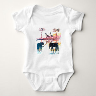 Safari Sonnenuntergang MalElefant, Giraffe Baby Bo Strampler