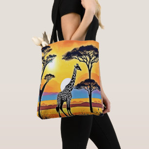 Safari-Sonnenuntergang: Umarmung der Giraffe Tasche