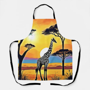 Safari-Sonnenuntergang: Umarmung des Giraffen Schürze