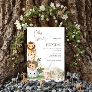 Safari Spanish Baby Shower Boy Einladung