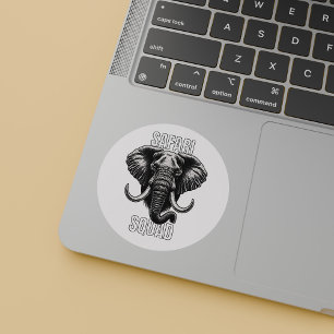 Safari Squad African Elephant Zoo Adventure Runder Aufkleber