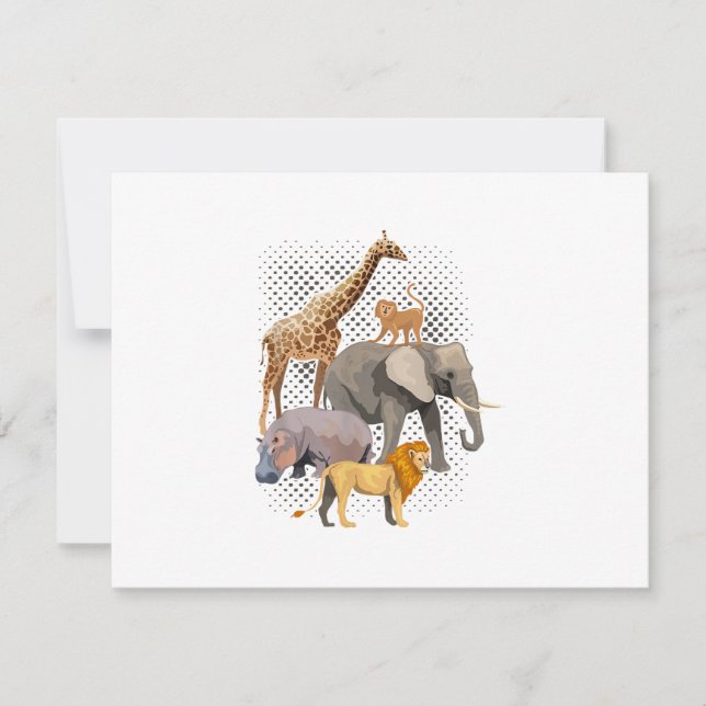 Safari Squad African Safari Tiere Funny Zoo Anim RSVP Karte (Vorderseite)