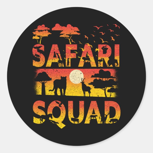 Safari Squad Zoo Afrikanische Tiere Runder Aufkleber (Vorderseite)