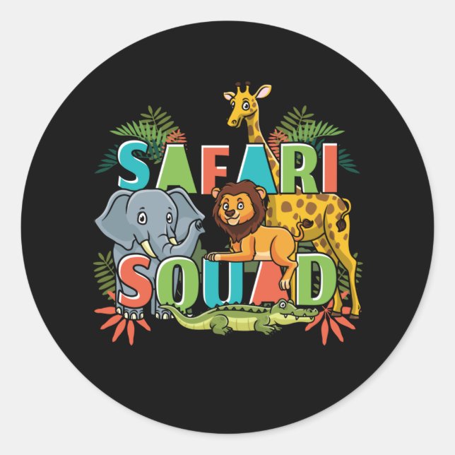 Safari Squad Zoo Afrikanische Tiere Runder Aufkleber (Vorderseite)