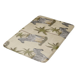 Safari-Style Zebras & Palmenbäume Badematte