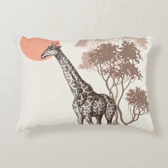 Safari Sunset Giraffe Naturlandschaft Dekokissen (Vorderseite)