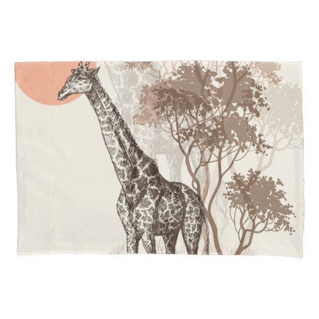 Safari Sunset Giraffe Naturlandschaft Kissenbezug (Vorderseite)