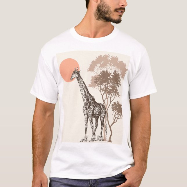 Safari Sunset Giraffe Naturlandschaft T-Shirt (Vorderseite)