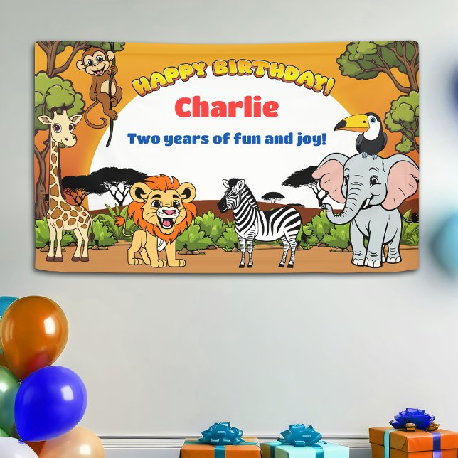 Safari Sunshine Tropical Jungle Animals Niedliches Banner (Von Creator hochgeladen)