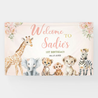 Safari Sweet Girl Floral Geburtstag Banner
