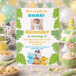 Safari-Thema 1. Geburtstag  Einladung