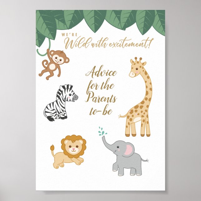 Safari Thema Babyduschberatung für die Eltern Poster (Vorne)