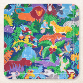 Safari Thema Birthday Rainbow Party Rechteckiger Pappuntersetzer