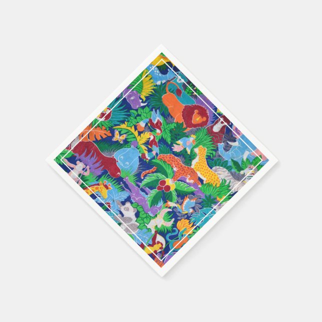 Safari Thema Birthday Rainbow Party Serviette (Ecke)