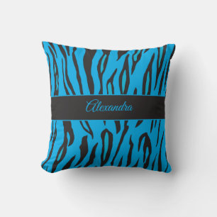 Safari-Thema blau-schwarzer Tierdruck Kissen