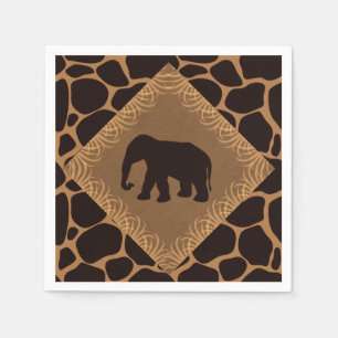 Safari-Thema-Elefant über Giraffen-Druck Serviette