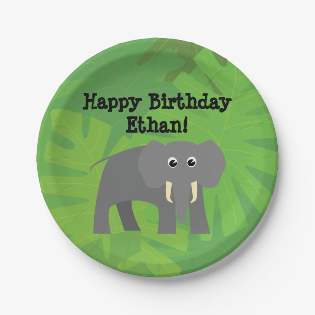 Safari Thema Geburtstag - Elefant Pappteller (Vorderseite)