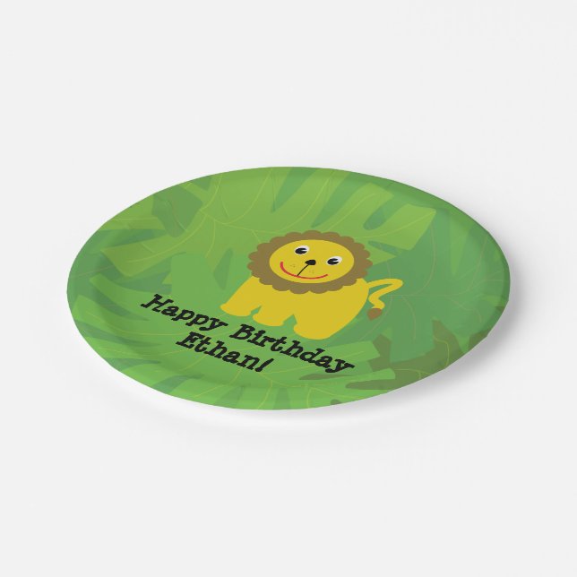 Safari-Thema Geburtstag Pappteller (Schrägansicht)