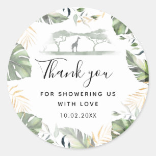 Safari-Thema Palmwedel Baby Shower Geschenk Runder Aufkleber