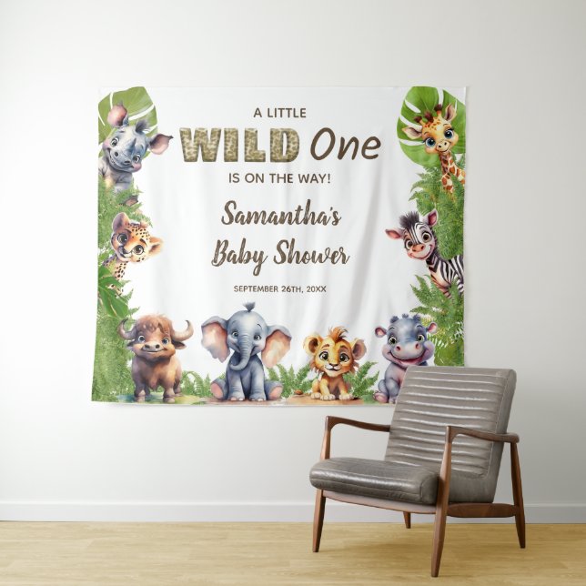 Safari Theme Baby Dusche Begrüßungszeichen Wandteppich (Beispiel (Horizontal))