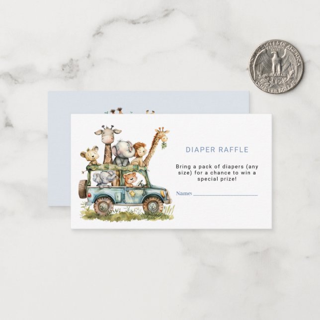 Safari Theme Baby Showdiaper Raffle Ticket Mitteilungskarte (Vorderseite/Rückseite Beispiel)