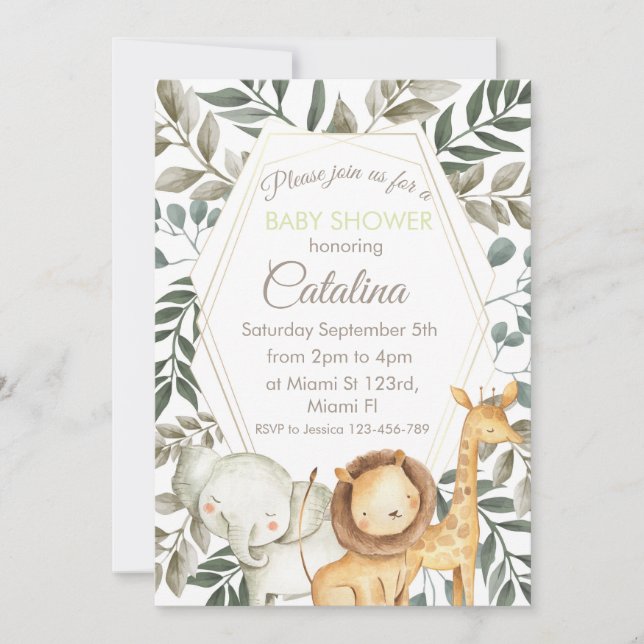Safari Theme Baby Shower Invitation (Devant)