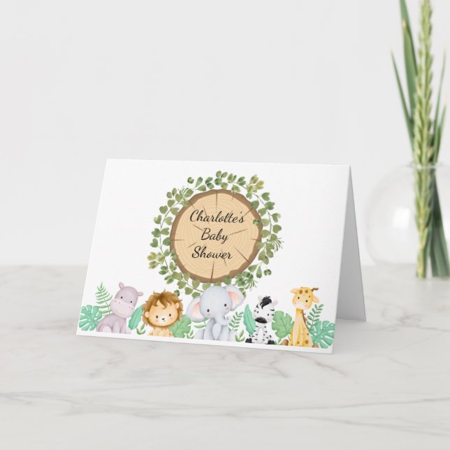 Safari thème Baby shower plié Invitation (Devant)